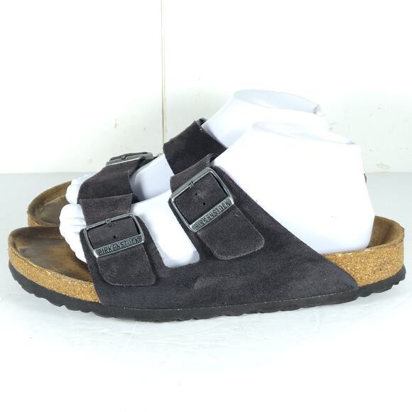 BIRKENSTOCK Arizona EU41 L10 M8 Suede Midnight Blue Soft Footbed Slide Sandals - Picture 2 of 16